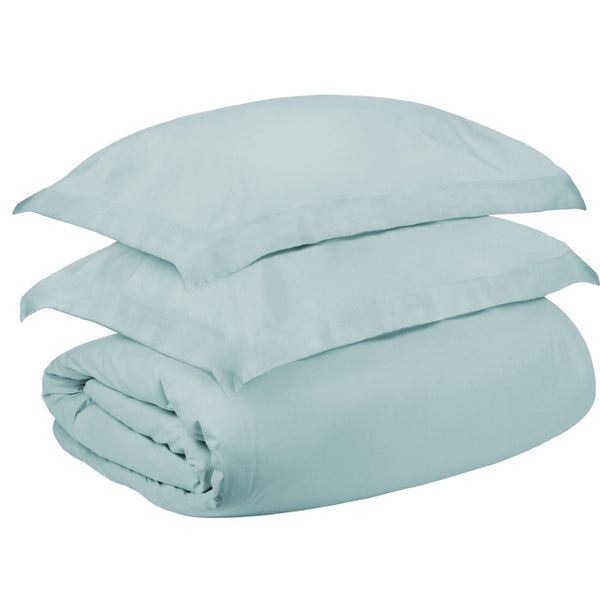 HomeRoots Light Blue King Duvet Cover Set - Luxurious 400 Thread Count Cotton Blend, Washable & Stylish Decor 528316