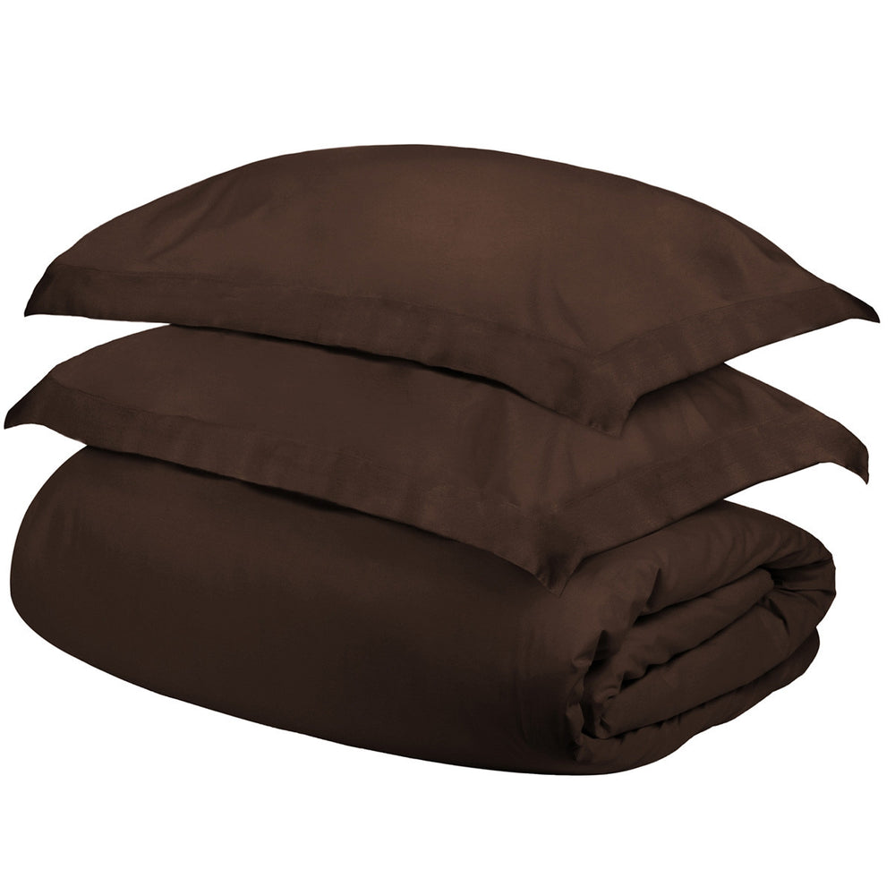 Homeroots Dark Brown King Cotton Blend 400 Thread Count Washable Duvet Cover Set  Egyptian Cotton 528318