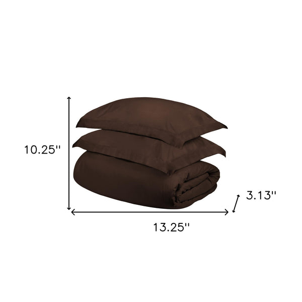 Homeroots Dark Brown King Cotton Blend 400 Thread Count Washable Duvet Cover Set  Egyptian Cotton 528318