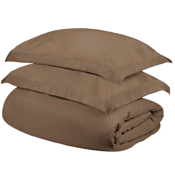 Homeroots Taupe King Cotton Blend 400 Thread Count Washable Duvet Cover Set  Egyptian Cotton 528324