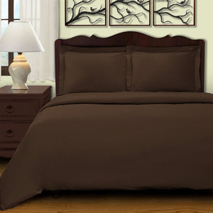 Homeroots Dark Brown Twin Cotton Blend 400 Thread Count Washable Duvet Cover Set  Egyptian Cotton 528332