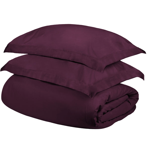Homeroots Plum Twin Cotton Blend 400 Thread Count Washable Duvet Cover Set  Egyptian Cotton 528335