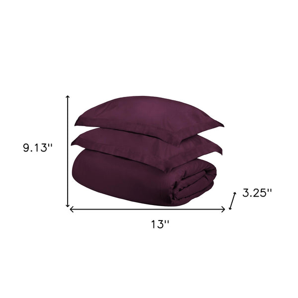 Homeroots Plum Twin Cotton Blend 400 Thread Count Washable Duvet Cover Set  Egyptian Cotton 528335