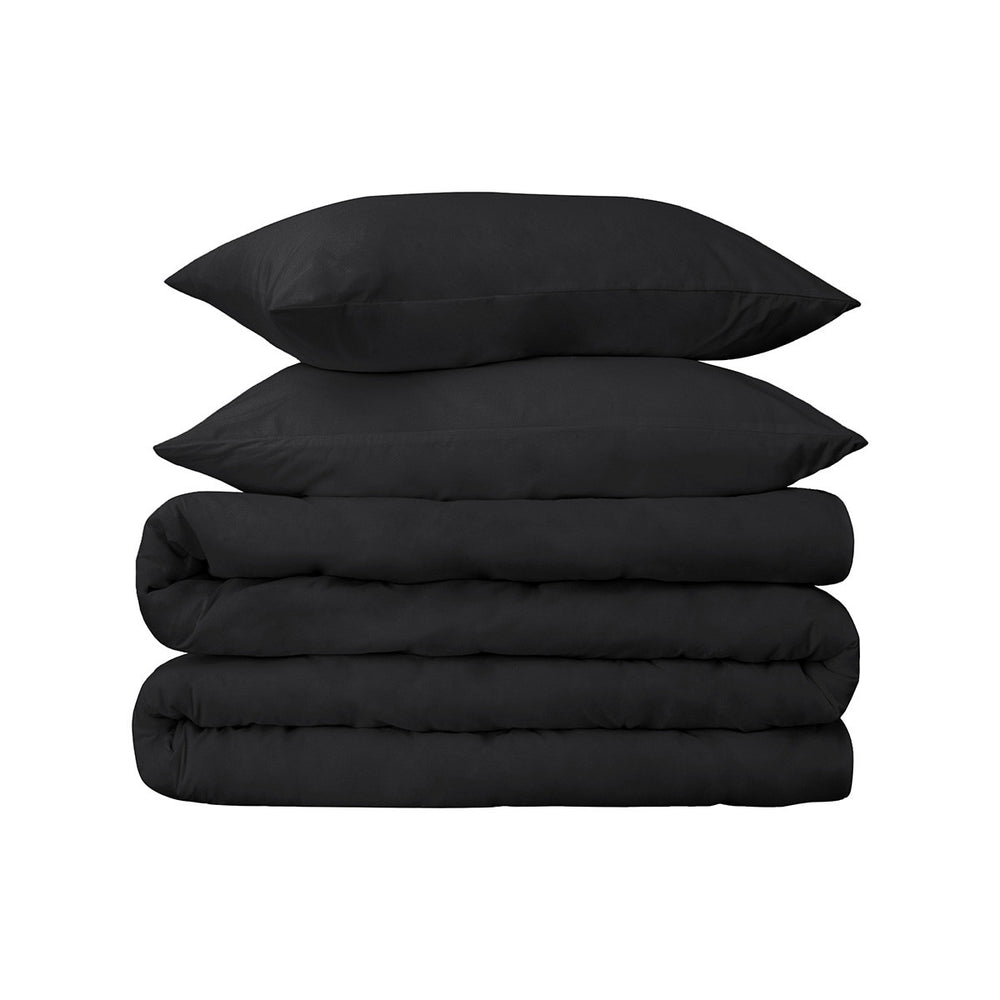 Homeroots Black Queen Cotton Blend 650 Thread Count Washable Duvet Cover Set  Egyptian Cotton 528362