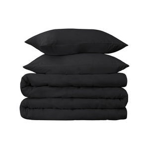 Homeroots Black Queen Cotton Blend 650 Thread Count Washable Duvet Cover Set  Egyptian Cotton 528362