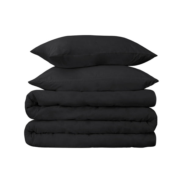 Homeroots Black Queen Cotton Blend 650 Thread Count Washable Duvet Cover Set  Egyptian Cotton 528362
