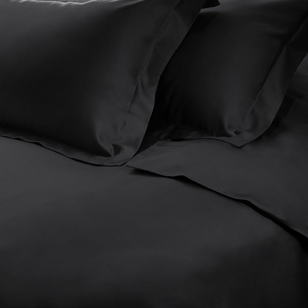 Homeroots Black Queen Cotton Blend 650 Thread Count Washable Duvet Cover Set  Egyptian Cotton 528362