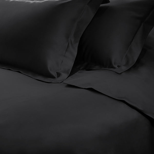 Homeroots Black Queen Cotton Blend 650 Thread Count Washable Duvet Cover Set  Egyptian Cotton 528362
