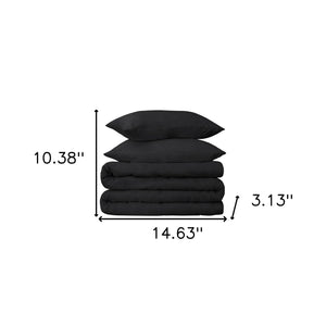 Homeroots Black Queen Cotton Blend 650 Thread Count Washable Duvet Cover Set  Egyptian Cotton 528362