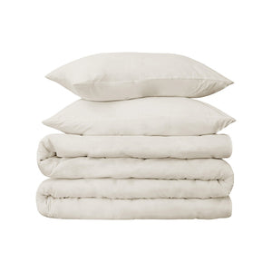 HomeRoots Ivory Queen Cotton Blend 650 Thread Count Duvet Cover Set - Luxurious, Washable & All-Season Comfort 528367