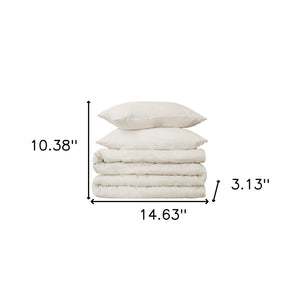 HomeRoots Ivory Queen Cotton Blend 650 Thread Count Duvet Cover Set - Luxurious, Washable & All-Season Comfort 528367