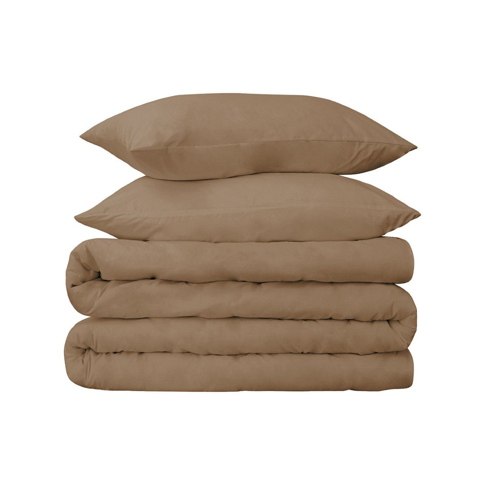 HomeRoots Taupe Queen Duvet Cover Set – Luxuriously Soft Cotton Blend, 650 Thread Count, Easy Care & Timeless Style 528374