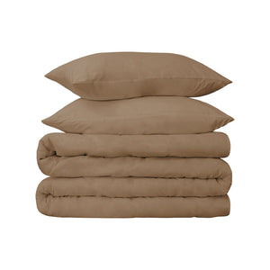 HomeRoots Taupe Queen Duvet Cover Set – Luxuriously Soft Cotton Blend, 650 Thread Count, Easy Care & Timeless Style 528374