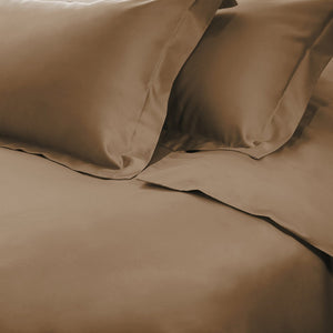 HomeRoots Taupe Queen Duvet Cover Set – Luxuriously Soft Cotton Blend, 650 Thread Count, Easy Care & Timeless Style 528374