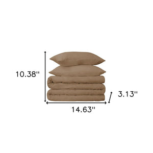 HomeRoots Taupe Queen Duvet Cover Set – Luxuriously Soft Cotton Blend, 650 Thread Count, Easy Care & Timeless Style 528374