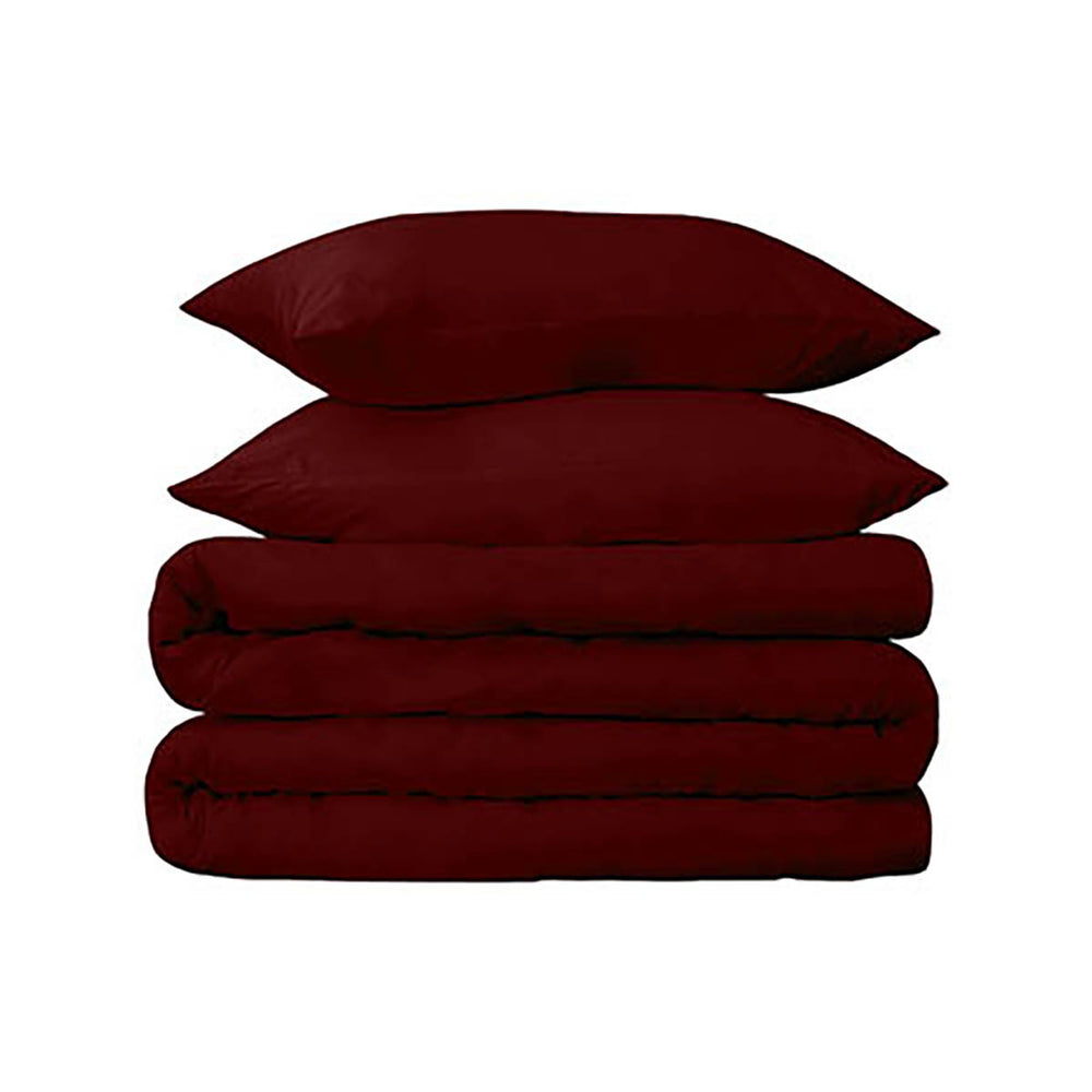 Homeroots Burgundy King Cotton Blend 650 Thread Count Washable Duvet Cover Set  Egyptian Cotton 528378