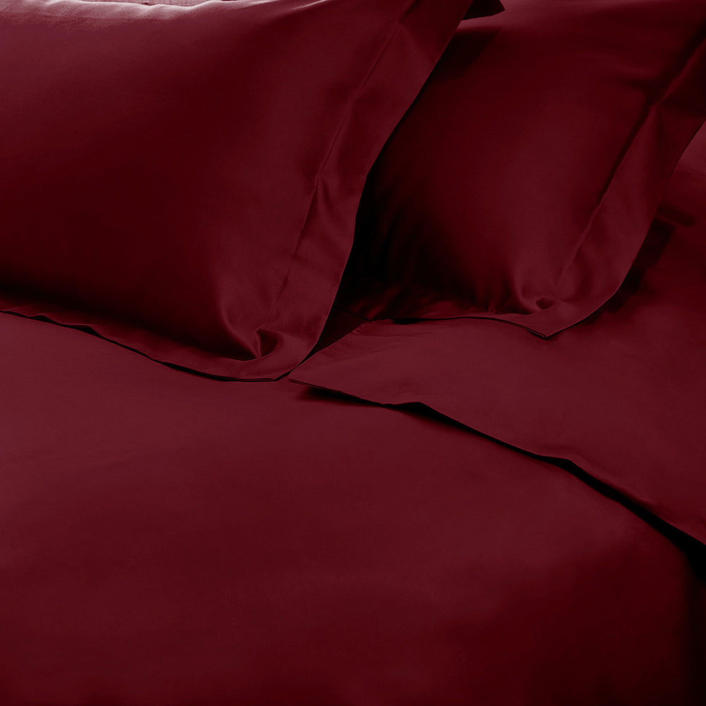 Homeroots Burgundy King Cotton Blend 650 Thread Count Washable Duvet Cover Set  Egyptian Cotton 528378