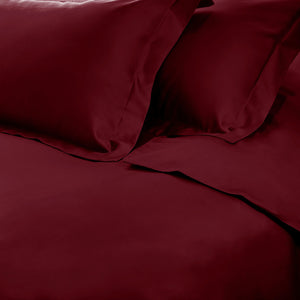Homeroots Burgundy King Cotton Blend 650 Thread Count Washable Duvet Cover Set  Egyptian Cotton 528378