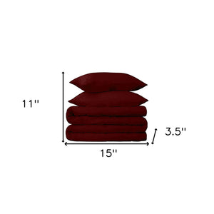 Homeroots Burgundy King Cotton Blend 650 Thread Count Washable Duvet Cover Set  Egyptian Cotton 528378