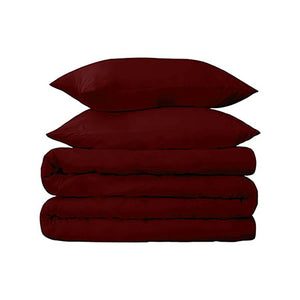 Homeroots Burgundy Twin Cotton Blend 650 Thread Count Washable Duvet Cover Set  Egyptian Cotton 528396