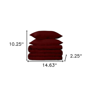Homeroots Burgundy Twin Cotton Blend 650 Thread Count Washable Duvet Cover Set  Egyptian Cotton 528396