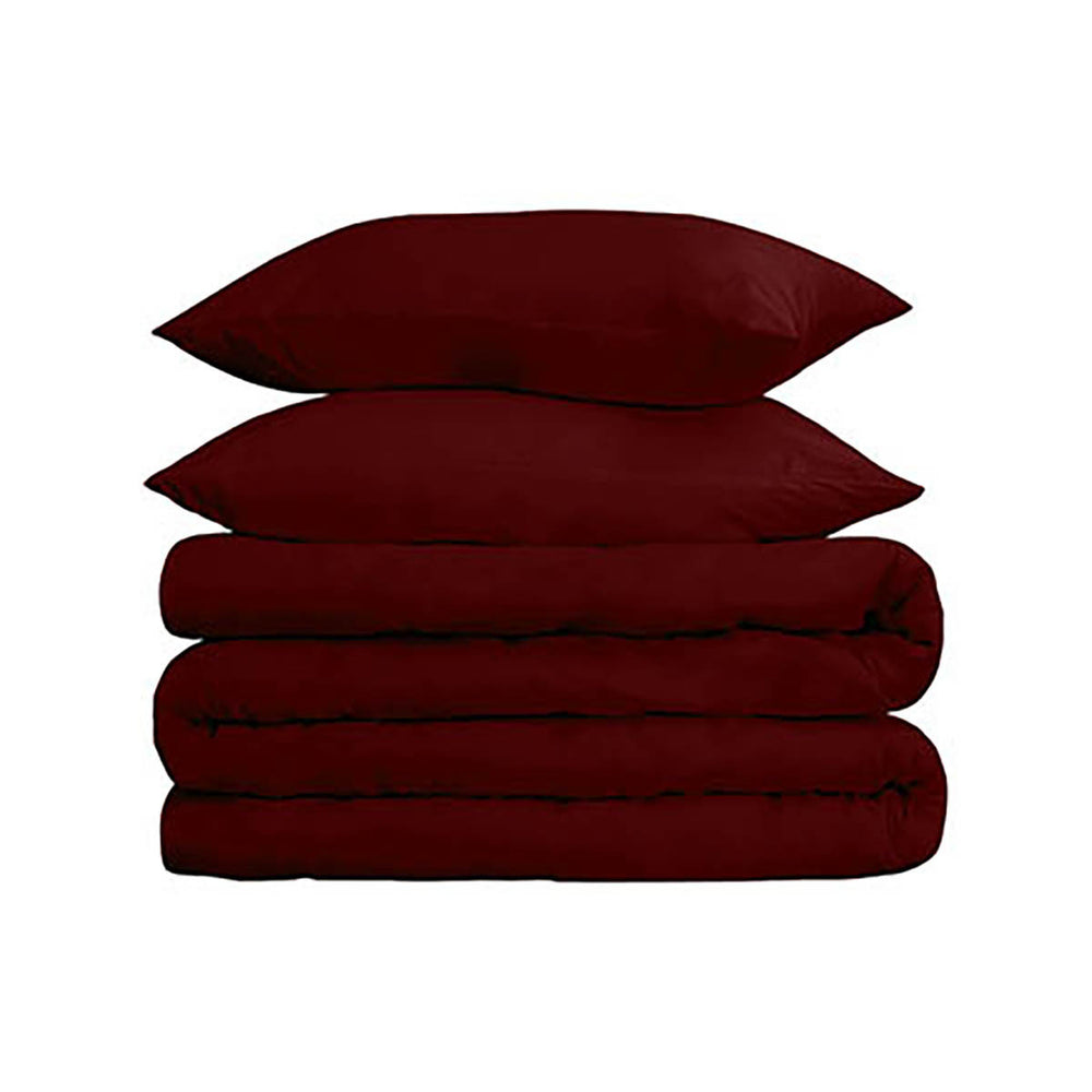 Homeroots Burgundy Twin Cotton Blend 650 Thread Count Washable Duvet Cover Set  Egyptian Cotton 528396