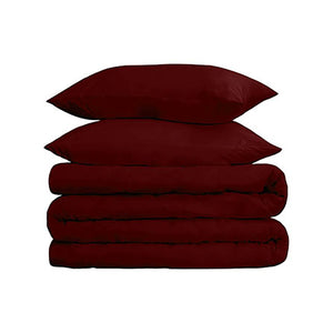 Homeroots Burgundy Twin Cotton Blend 650 Thread Count Washable Duvet Cover Set  Egyptian Cotton 528396
