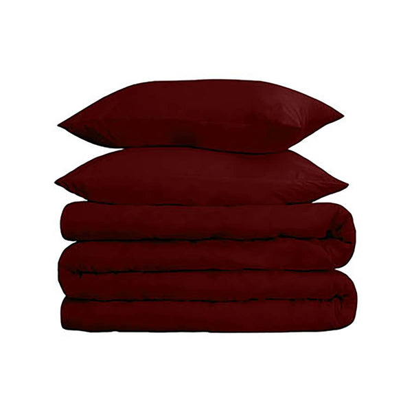 Homeroots Burgundy Twin Cotton Blend 650 Thread Count Washable Duvet Cover Set  Egyptian Cotton 528396