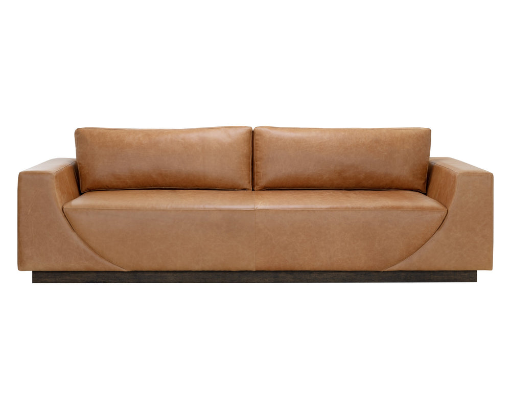 Sunpan Anakin Sofa: Luxurious Italian Leather Seating with Modern Chic Design and Elegant Floating Base Dark Brown / Tuscany Cognac Leather