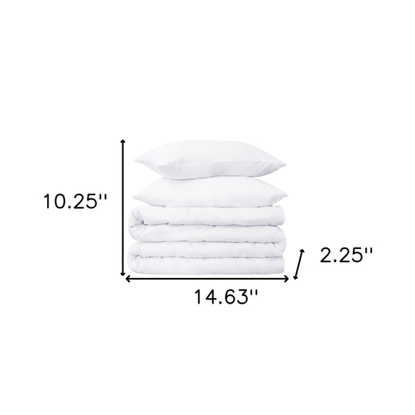 Homeroots White Twin Cotton Blend 650 Thread Count Washable Duvet Cover Set  Egyptian Cotton 528411