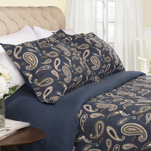 Homeroots Blue And White King Cotton Blend 0 Thread Count Washable Duvet Cover Set  Flannel 528449