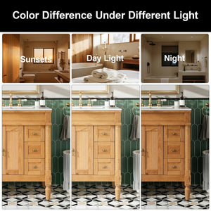 English Elm 30-inch Freestanding Bathroom Vanity Solid Wood Base Ceramic Sink Gold Hardware N729P299368N