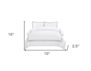 HomeRoots Gray Queen 100% Cotton Duvet Cover Set - 200 Thread Count, Breathable, Stylish, and Washable Bedding 528500