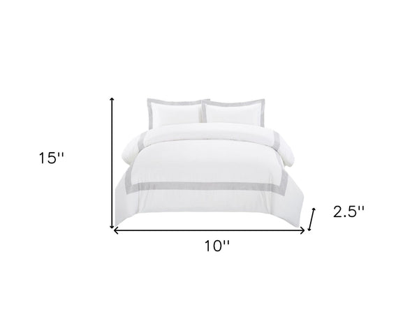 HomeRoots Gray Queen 100% Cotton Duvet Cover Set - 200 Thread Count, Breathable, Stylish, and Washable Bedding 528500