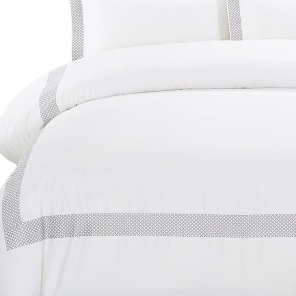 HomeRoots Gray Queen 100% Cotton Duvet Cover Set - 200 Thread Count, Breathable, Stylish, and Washable Bedding 528500