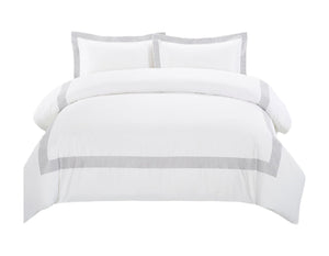 HomeRoots Gray Queen 100% Cotton Duvet Cover Set - 200 Thread Count, Breathable, Stylish, and Washable Bedding 528500