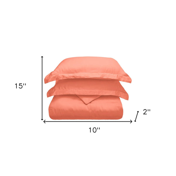 Homeroots Coral King Cotton Blend 300 Thread Count Washable Duvet Cover Set  Modal 528517
