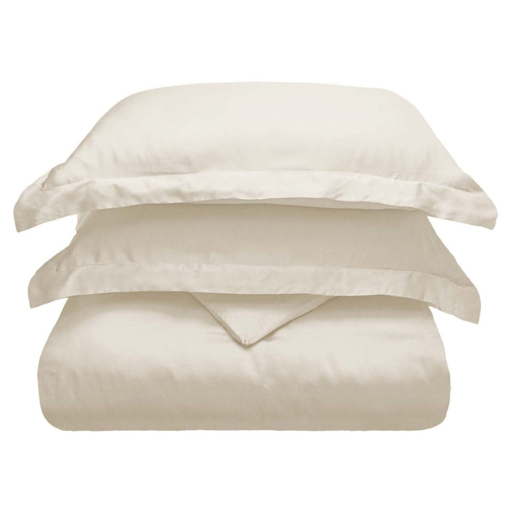 HomeRoots Ivory King Duvet Cover Set - Luxurious Cotton Blend, 300 Thread Count, Soft, Washable & All-Season Comfort 528519