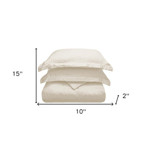 Homeroots Ivory King Cotton Blend 300 Thread Count Washable Duvet Cover Set  Modal 528519