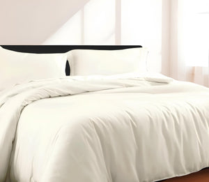 Homeroots Ivory King Cotton Blend 300 Thread Count Washable Duvet Cover Set  Modal 528519