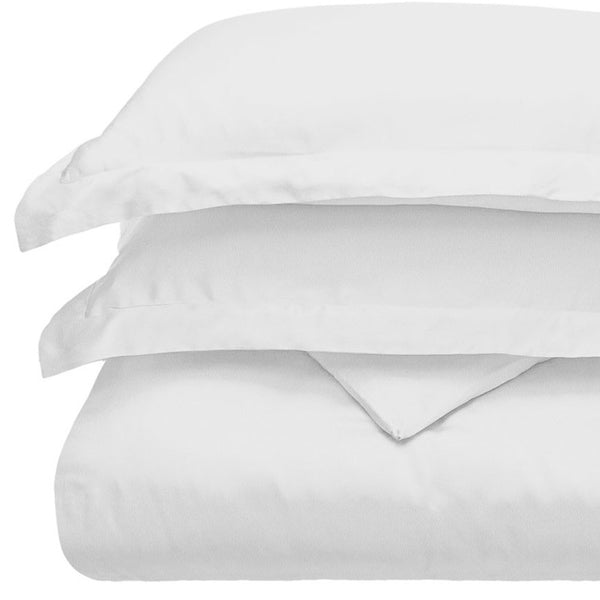 Homeroots White King Cotton Blend 300 Thread Count Washable Duvet Cover Set  Modal 528522