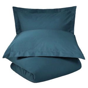 Homeroots Navy Blue Queen 100% Cotton 300 Thread Count Washable Duvet Cover Set  Cotton 528529