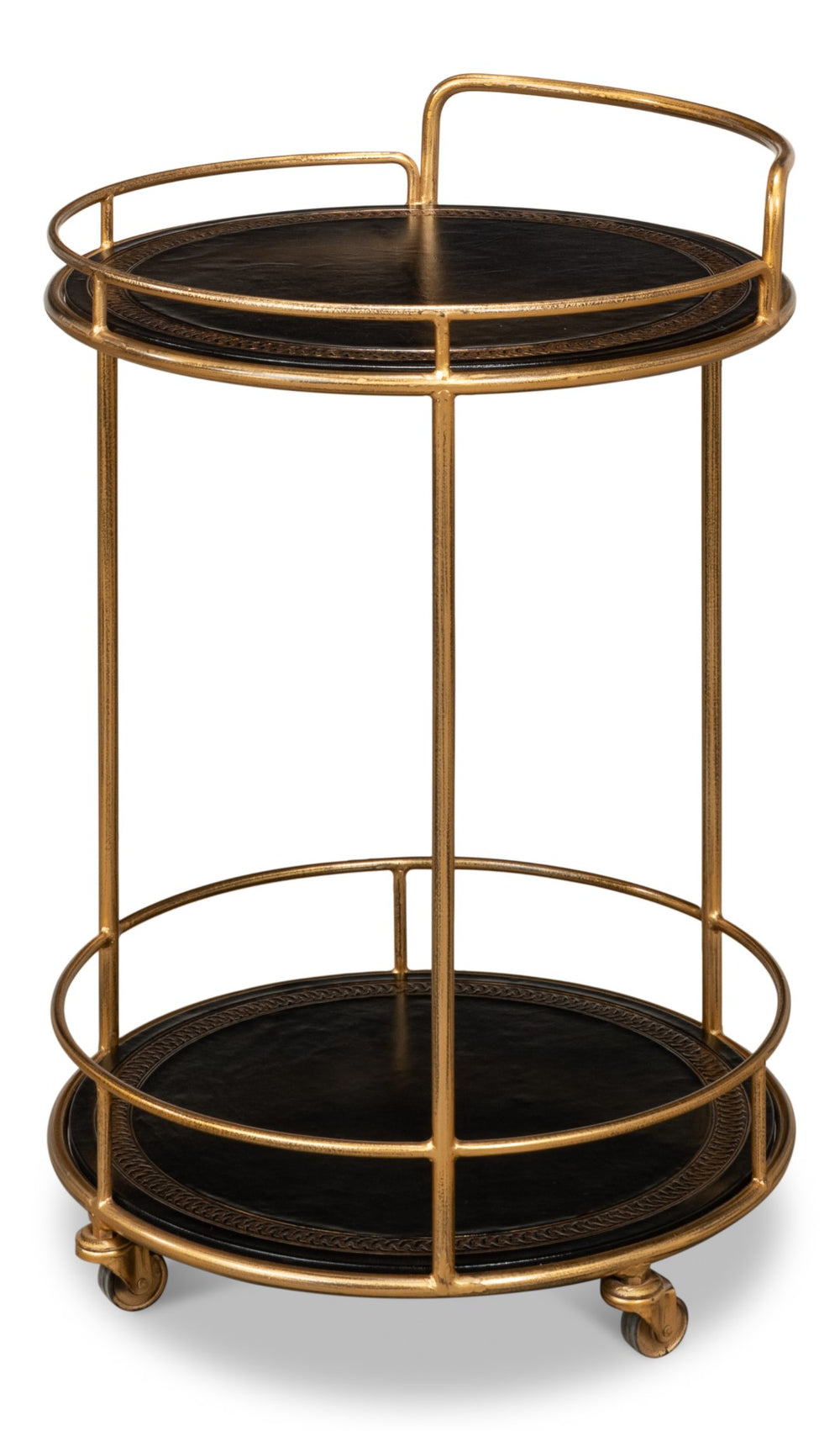 Sarreid Server Hand Antiqued Leather Side Table - Stylish Iron & Leather Design For Modern Living Spaces Brown  52853