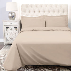 Homeroots Tan Queen 100% Cotton 300 Thread Count Washable Duvet Cover Set  Cotton 528532