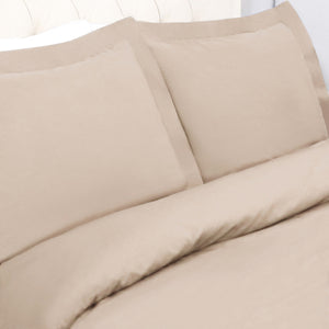 Homeroots Tan Queen 100% Cotton 300 Thread Count Washable Duvet Cover Set  Cotton 528532