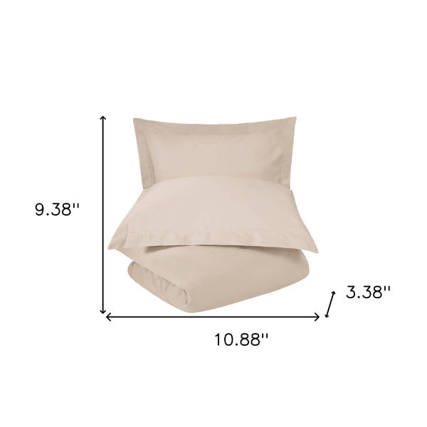 Homeroots Tan Queen 100% Cotton 300 Thread Count Washable Duvet Cover Set  Cotton 528532
