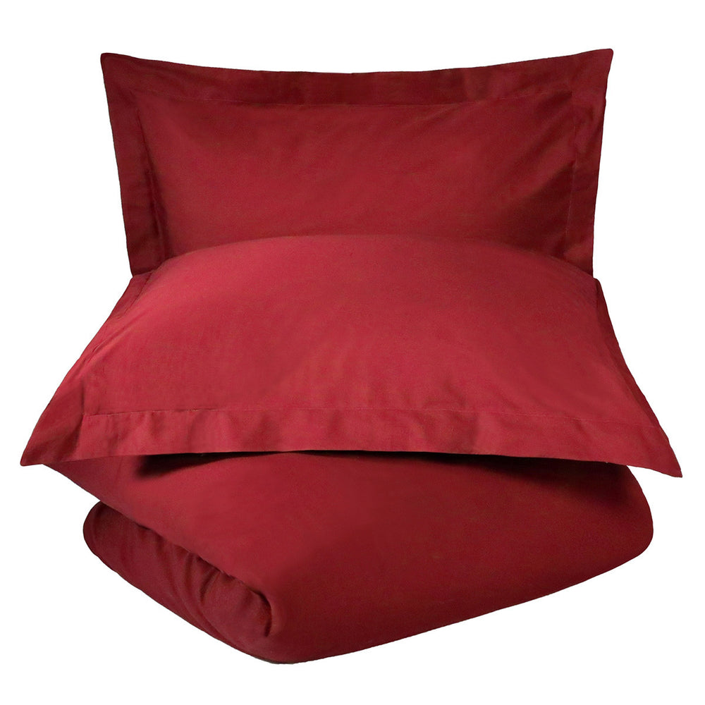 Homeroots Burgundy King 100% Cotton 300 Thread Count Washable Duvet Cover Set  Cotton 528534