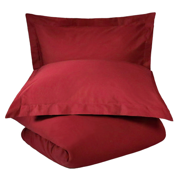 Homeroots Burgundy King 100% Cotton 300 Thread Count Washable Duvet Cover Set  Cotton 528534