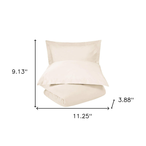 Homeroots Ivory King 100% Cotton 300 Thread Count Washable Duvet Cover Set  Cotton 528537