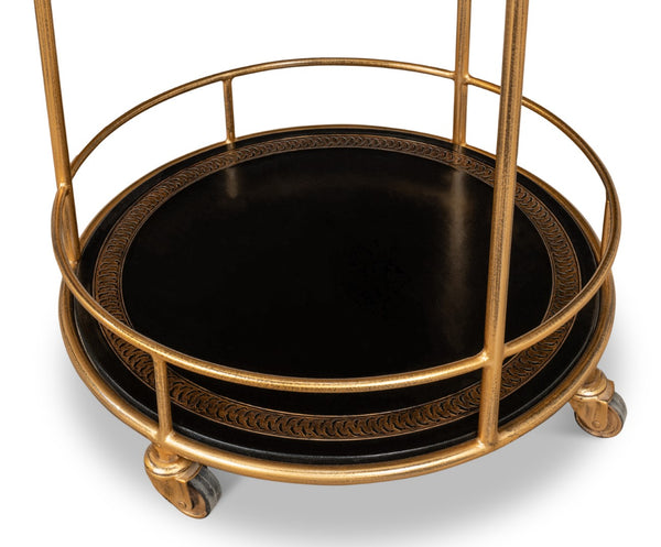 Sarreid Server Hand Antiqued Leather Side Table - Stylish Iron & Leather Design For Modern Living Spaces Brown  52853